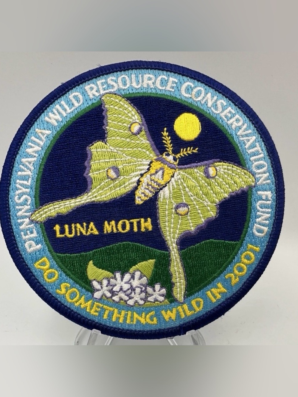 PA Wild Resource Conservation Fund Luna Moth Embroidered Patch 2001 4” Round